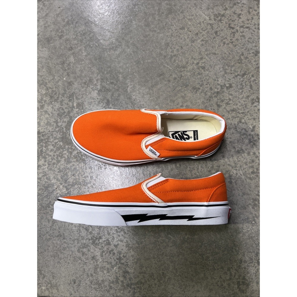 Vans Classic Slip On Shoes Custom Orange White Mens Size 5.0 Womens 6.5 Rare